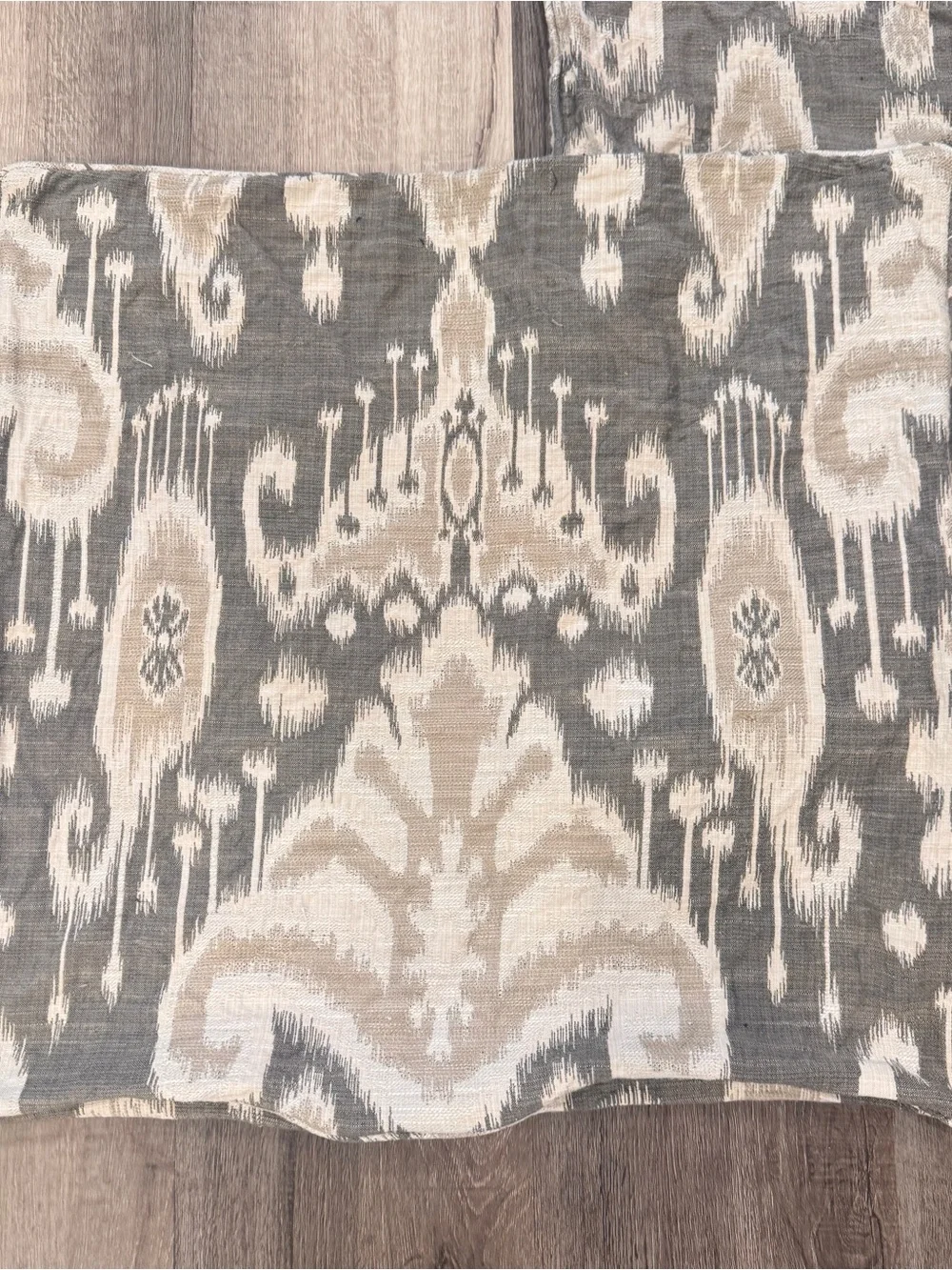 Crate&Barrel Neutral Ikat Accent Pillow Covers Set of 2 Gray Beige